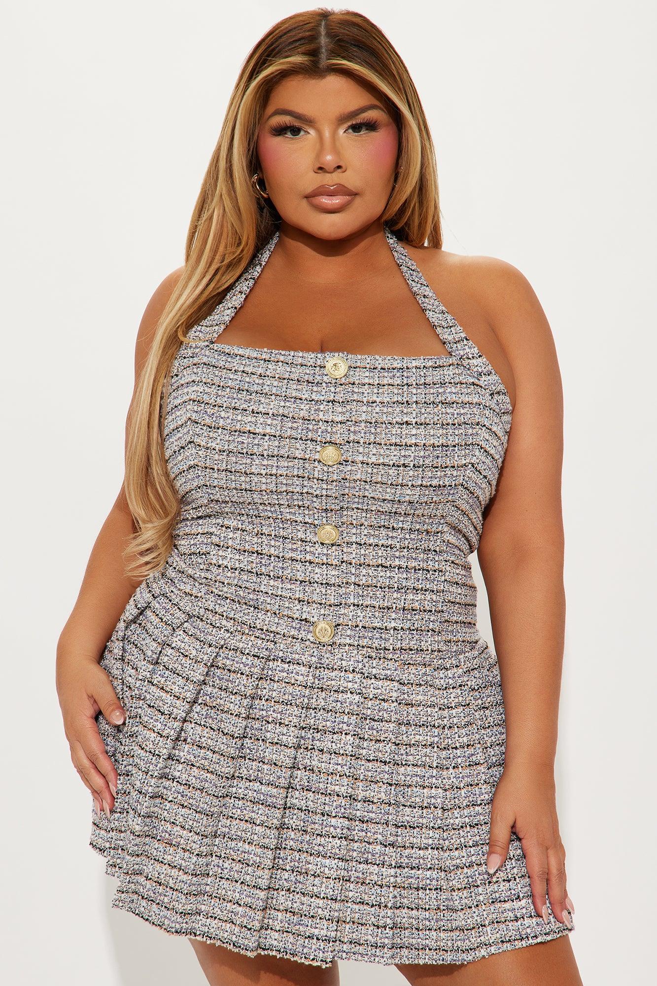 Darlene Stretch Tweed Mini Dress - Black Product Image