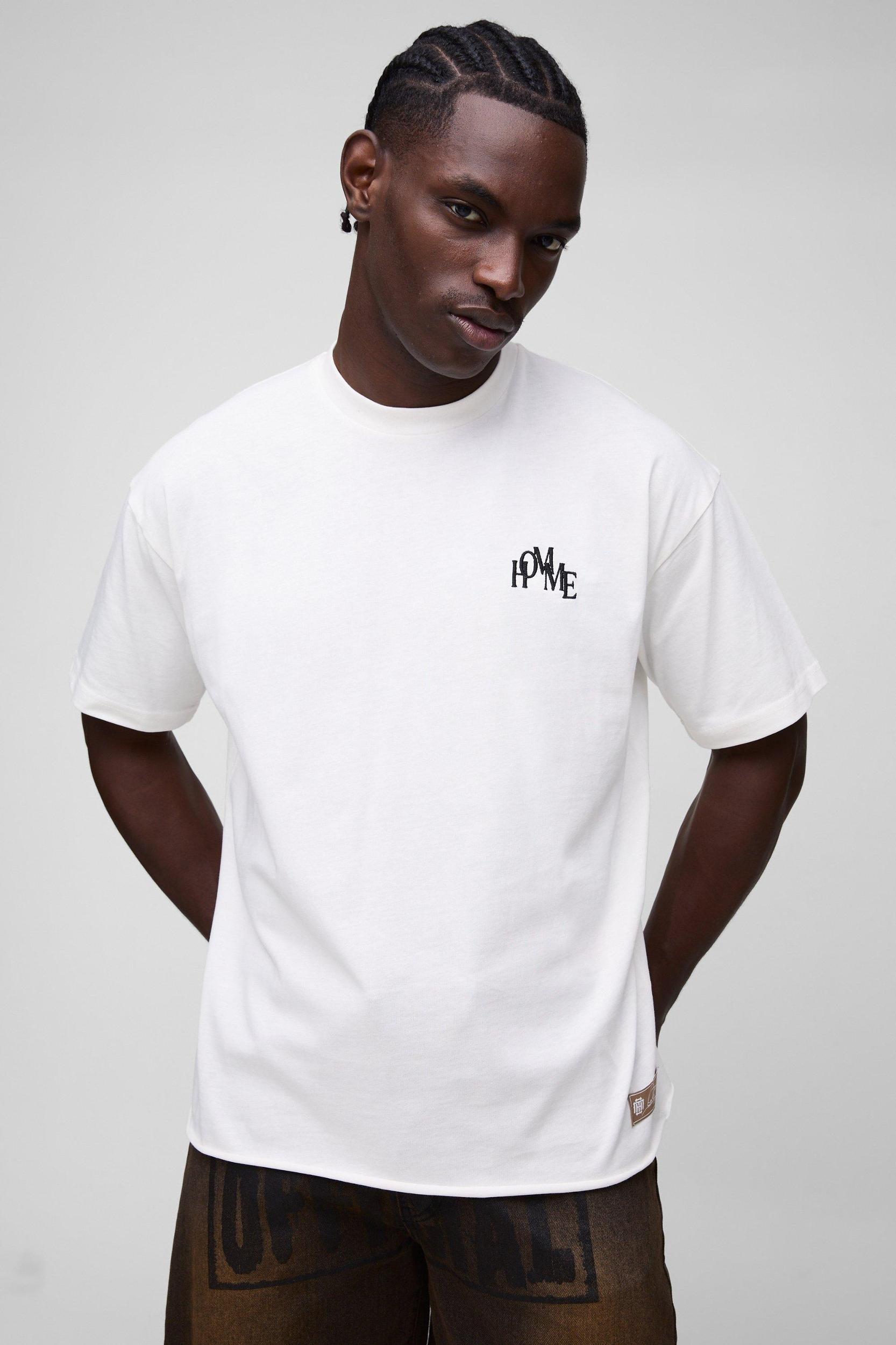 Oversized Homme Back Print T-Shirt With Woven Label | boohooMAN USA Product Image