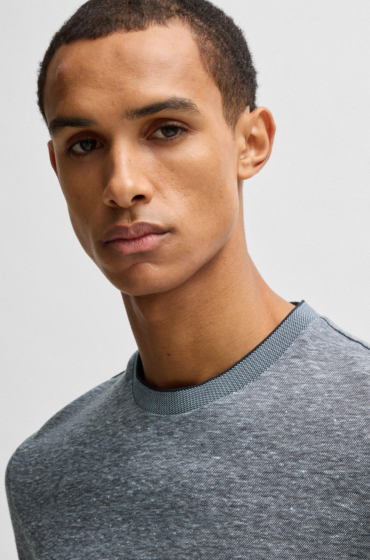 BOSS - Regular-fit T-shirt in cotton and linen - Dark Blue Product Image