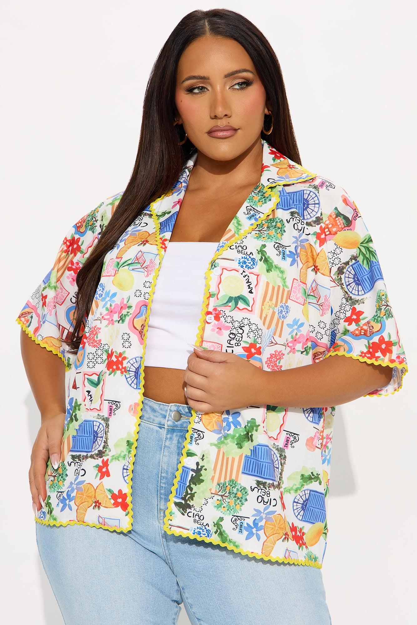 A Taste Of Summer Button Up Shirt - Multi Color Product Image