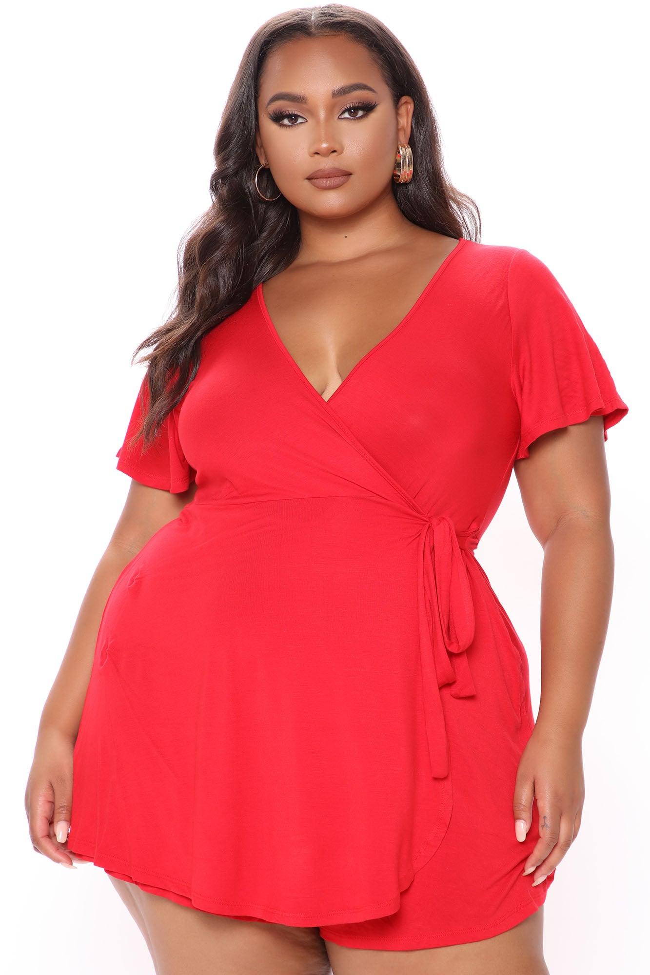 Rhonda Wrap Romper - Red Product Image