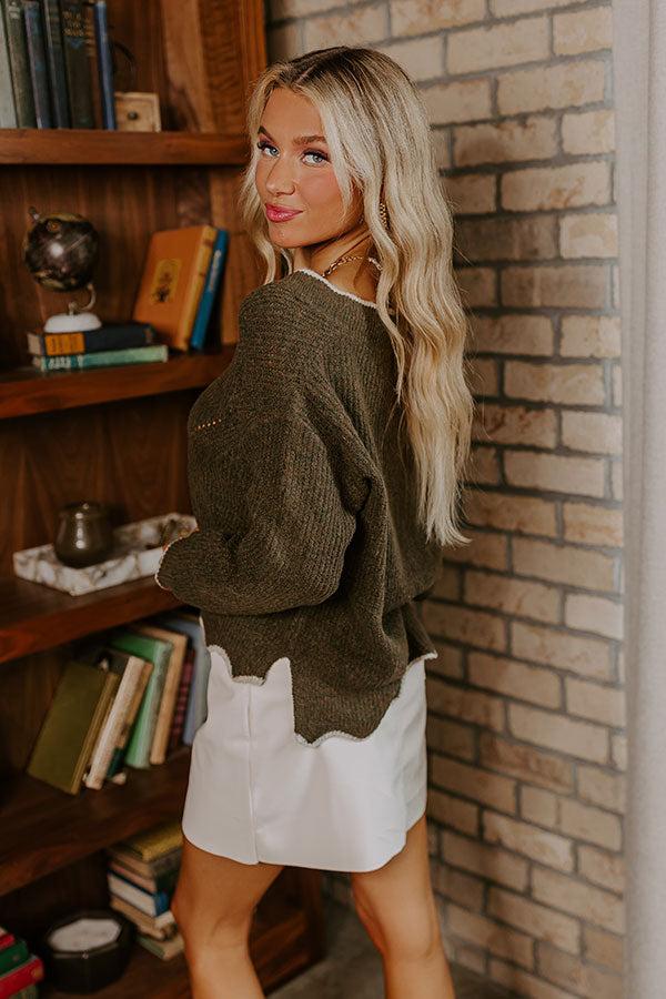 Falling For Cozy Knit Sweater in Martini Olive Product Image