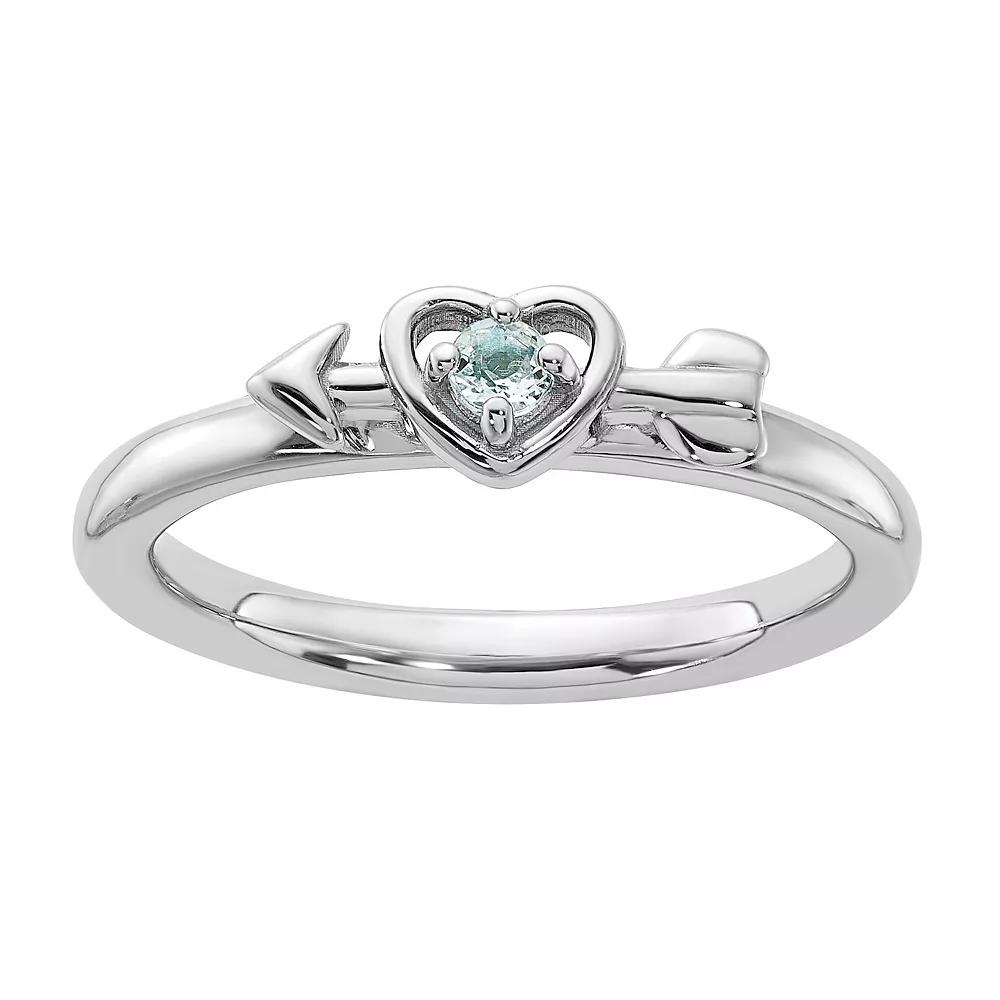 Stacks & Stones Sterling Silver Stackable Gemstone Heart with Arrow Ring, Women's, Size: 6, Citrine Product Image