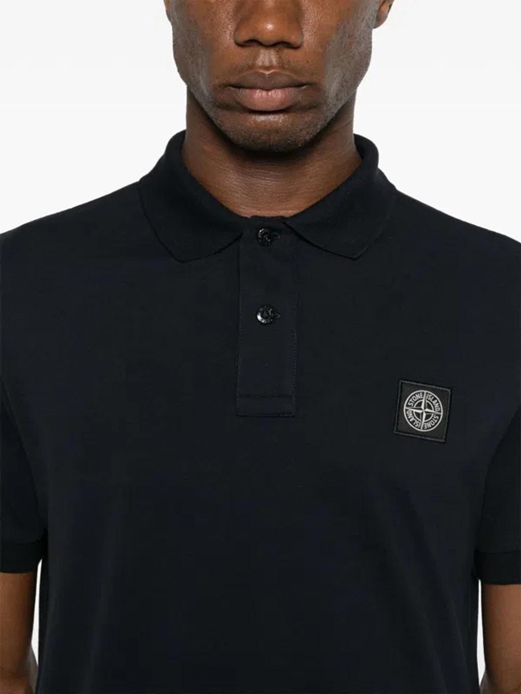 STONE ISLAND Mens Black Brand-patch Regular-fit Stretch-cotton Polo Shirt Xl Product Image