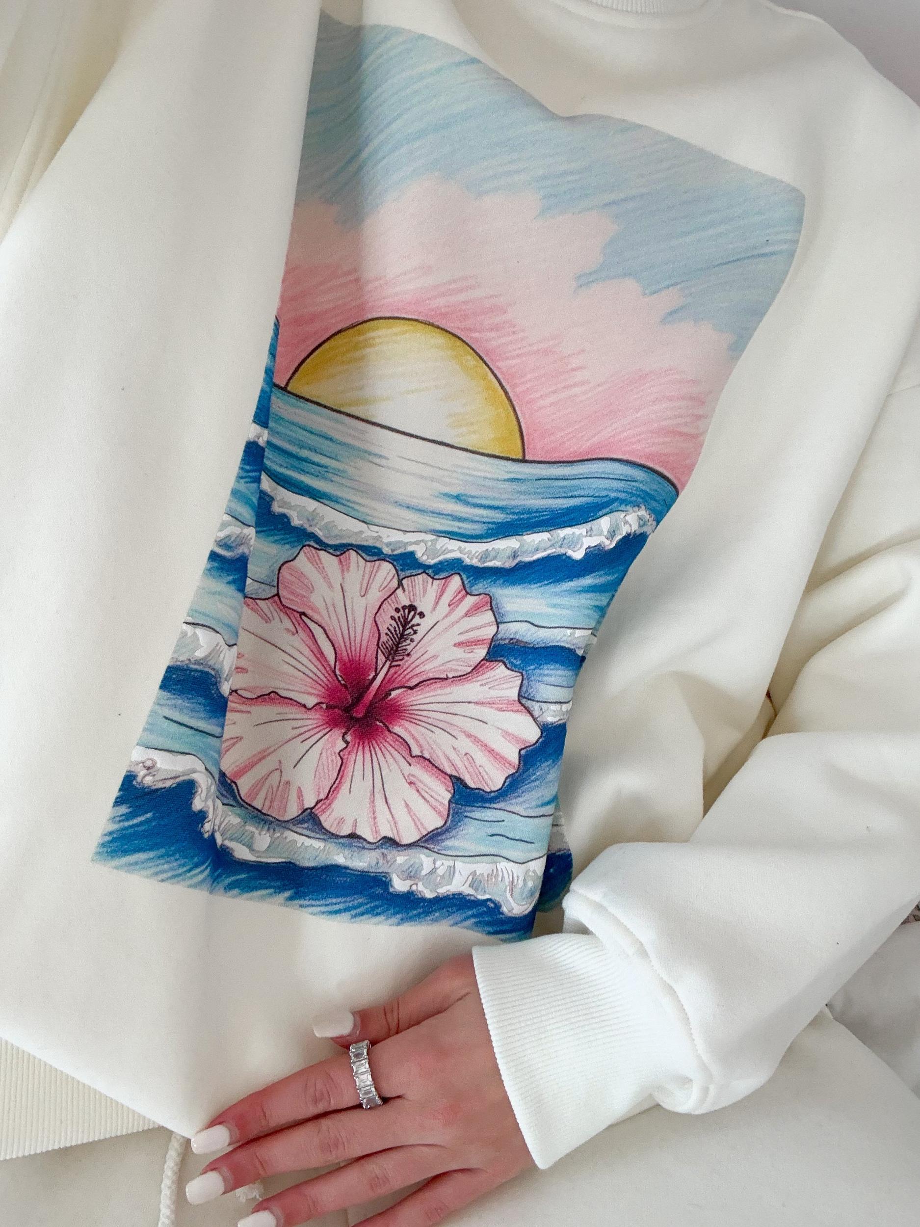 Ivory Ocean Sunset Dreams Sweatshirt Product Image