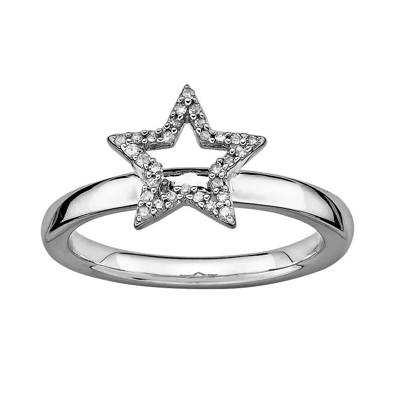 Stacks & Stones Sterling Silver 1/10-ct. T.W. Diamond Star Stack Ring, Women's, Size: 8 Product Image