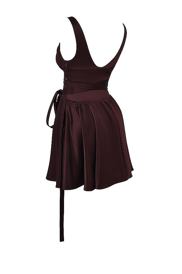 Shiema  rich brown mini dress Product Image