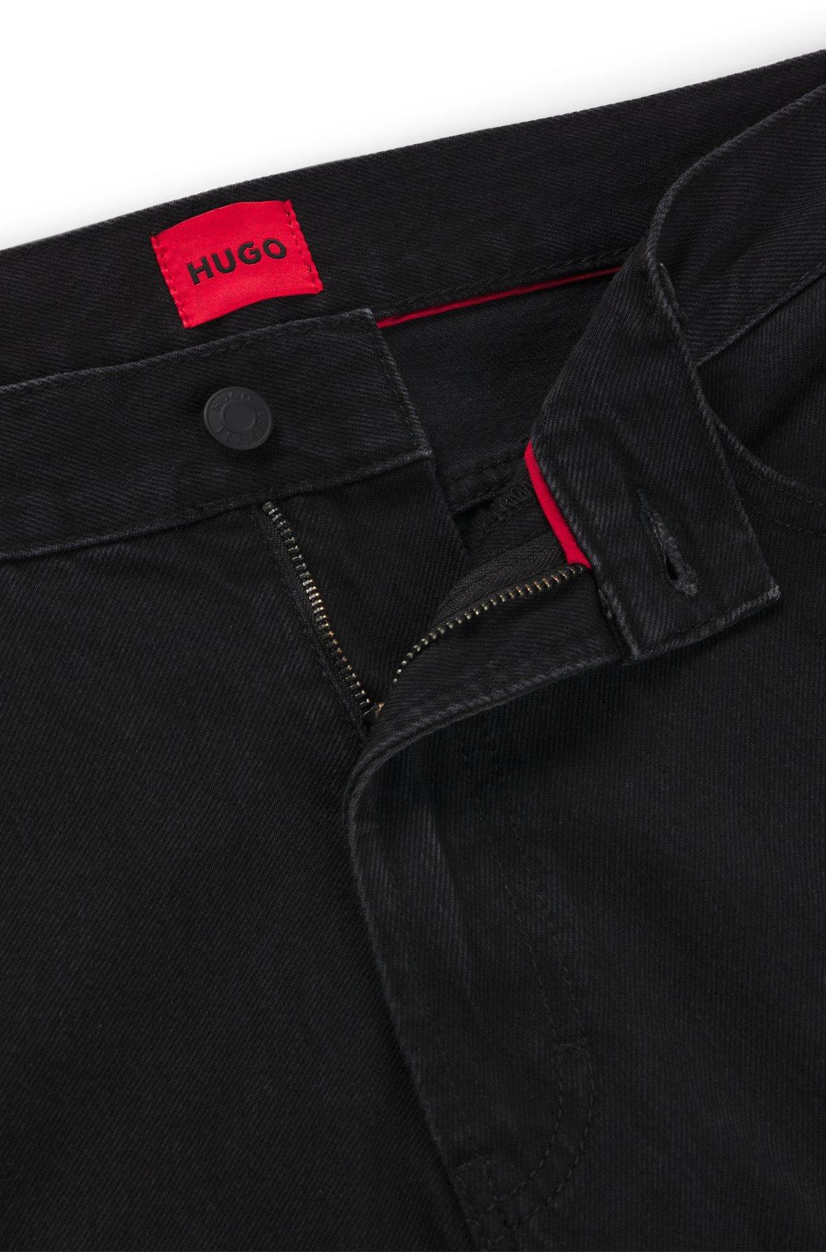 Relaxed tapered-fit jeans in black denim Product Image