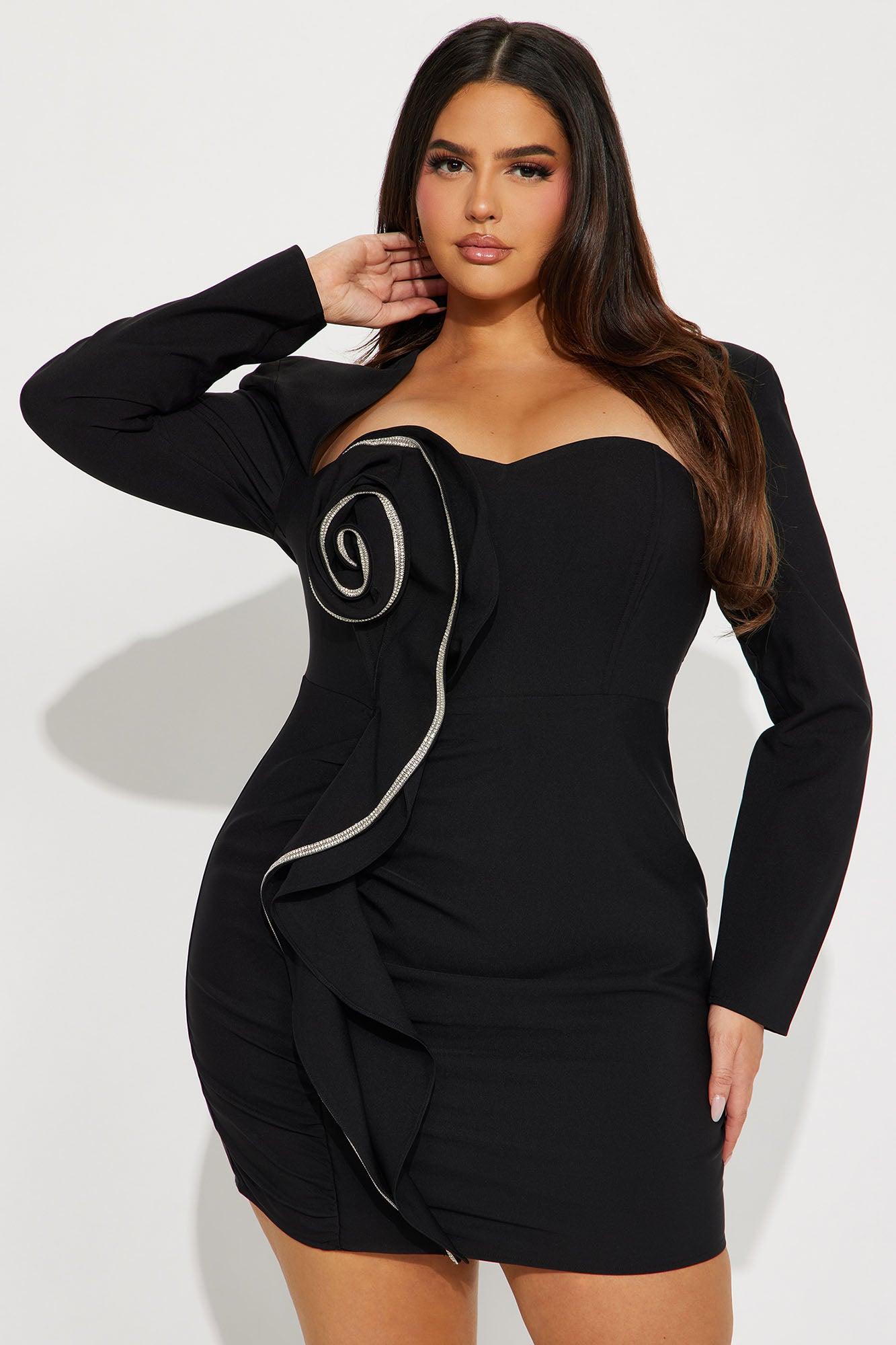 Scarlett Ruffle Mini Dress - Black Product Image