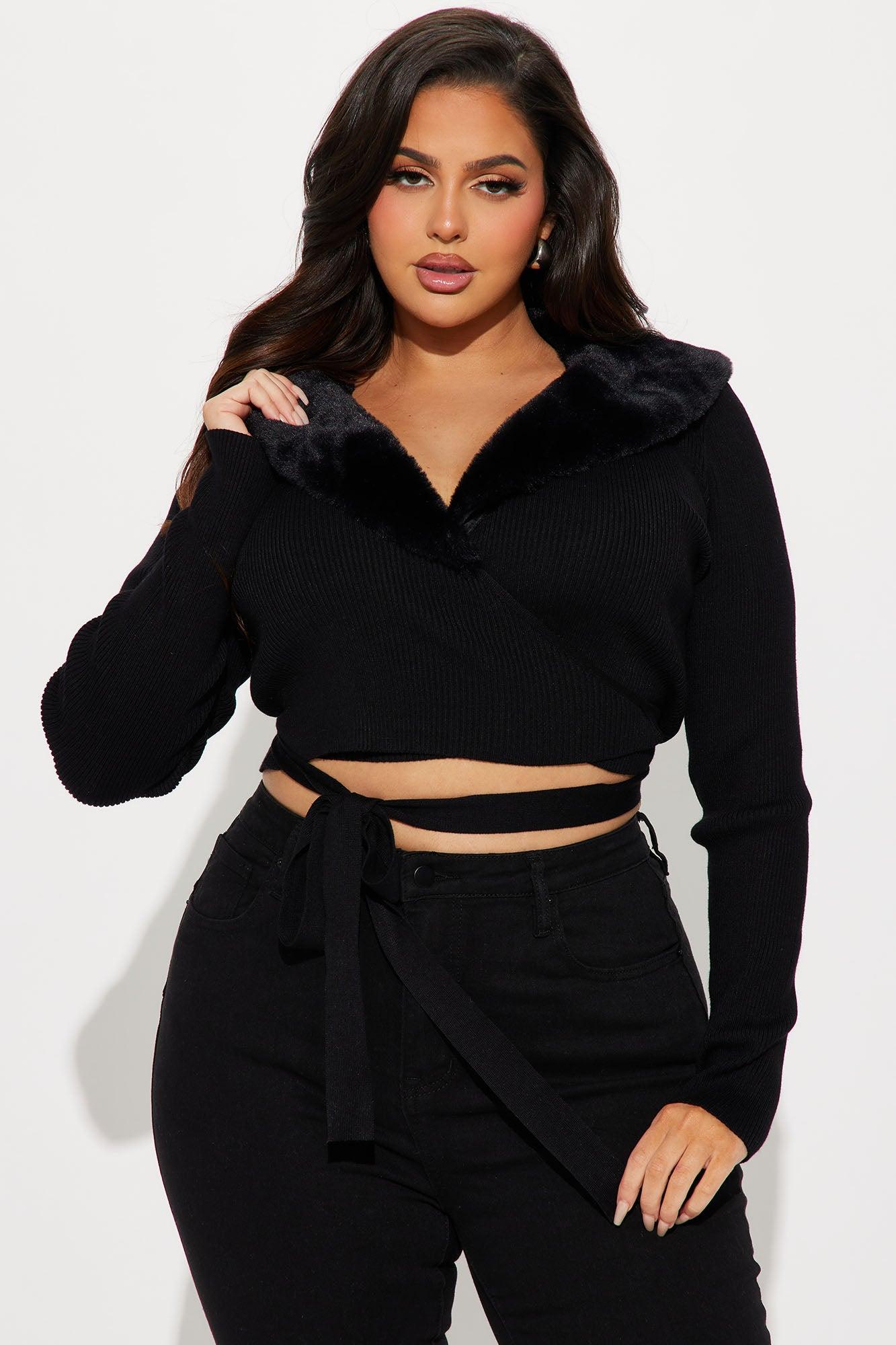 Snow Fall Faux Fur Sweater - Black Product Image