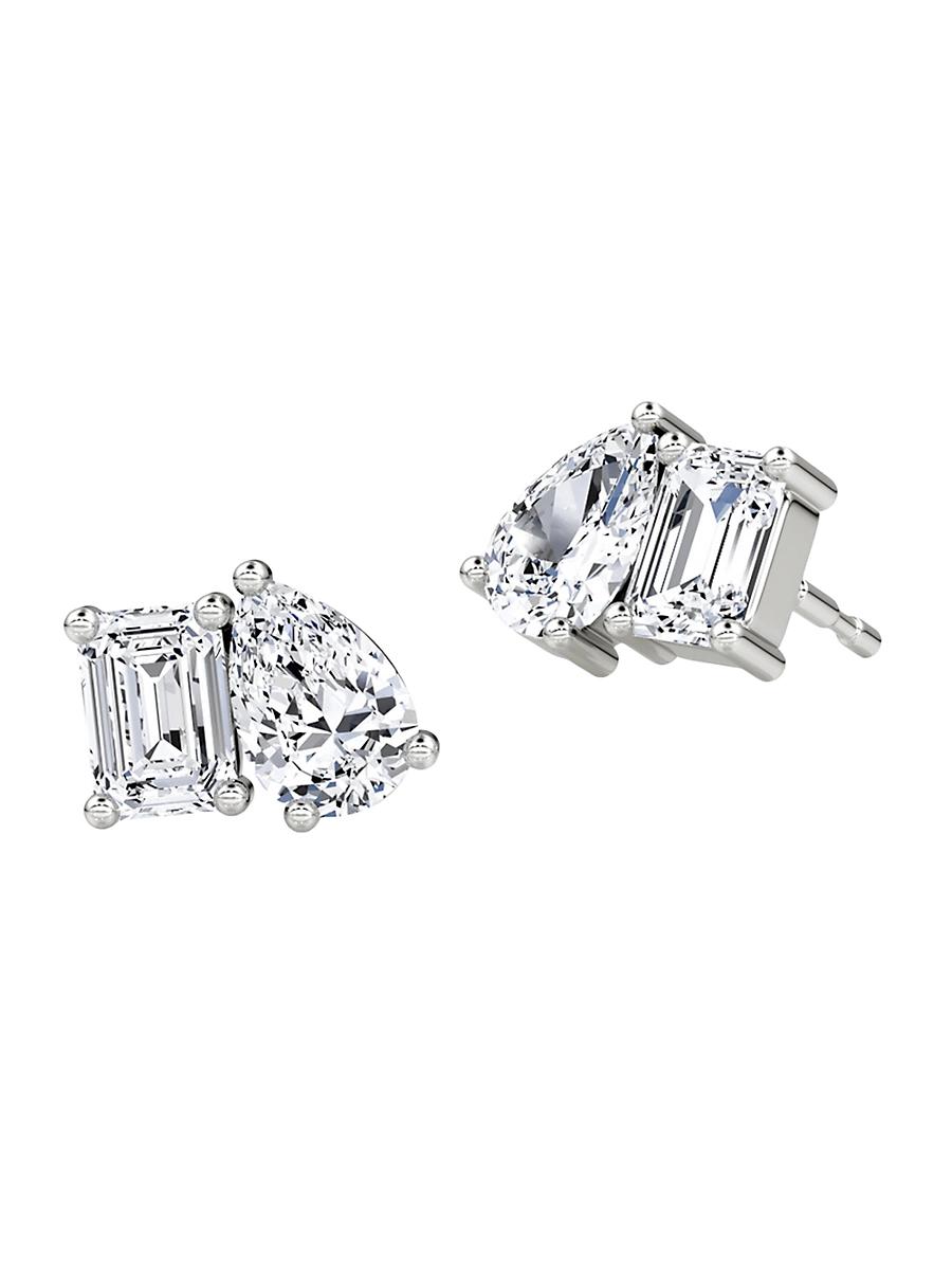 Womens 14K Gold & 1.00 TCW Lab-Grown Diamond Toi Et Moi Stud Earrings Product Image