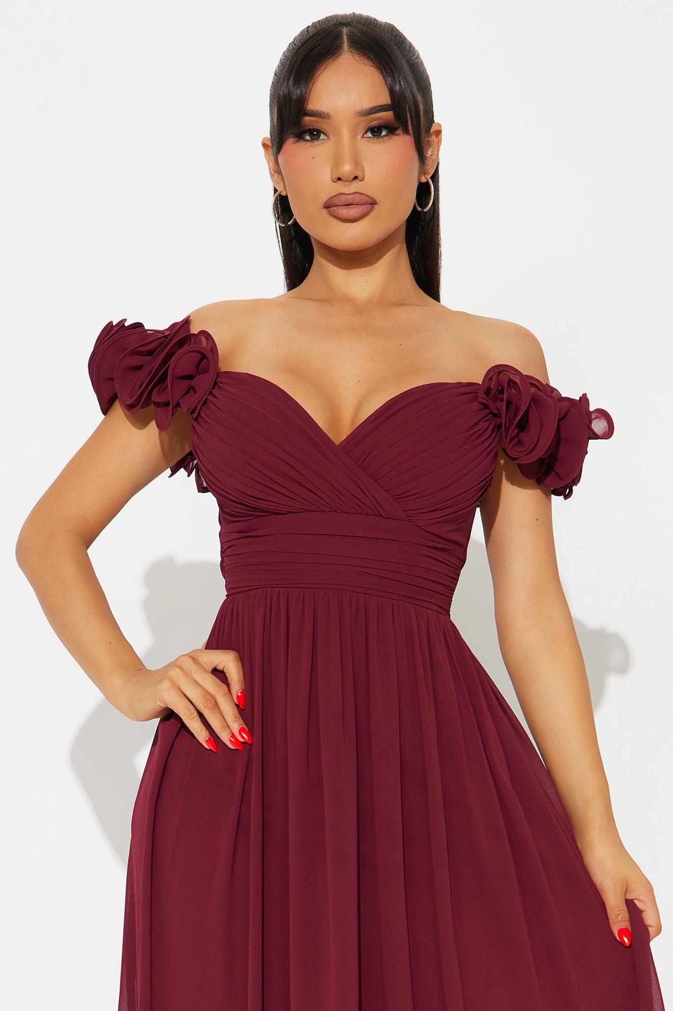 Valerie Chiffon Maxi Dress - Wine Product Image