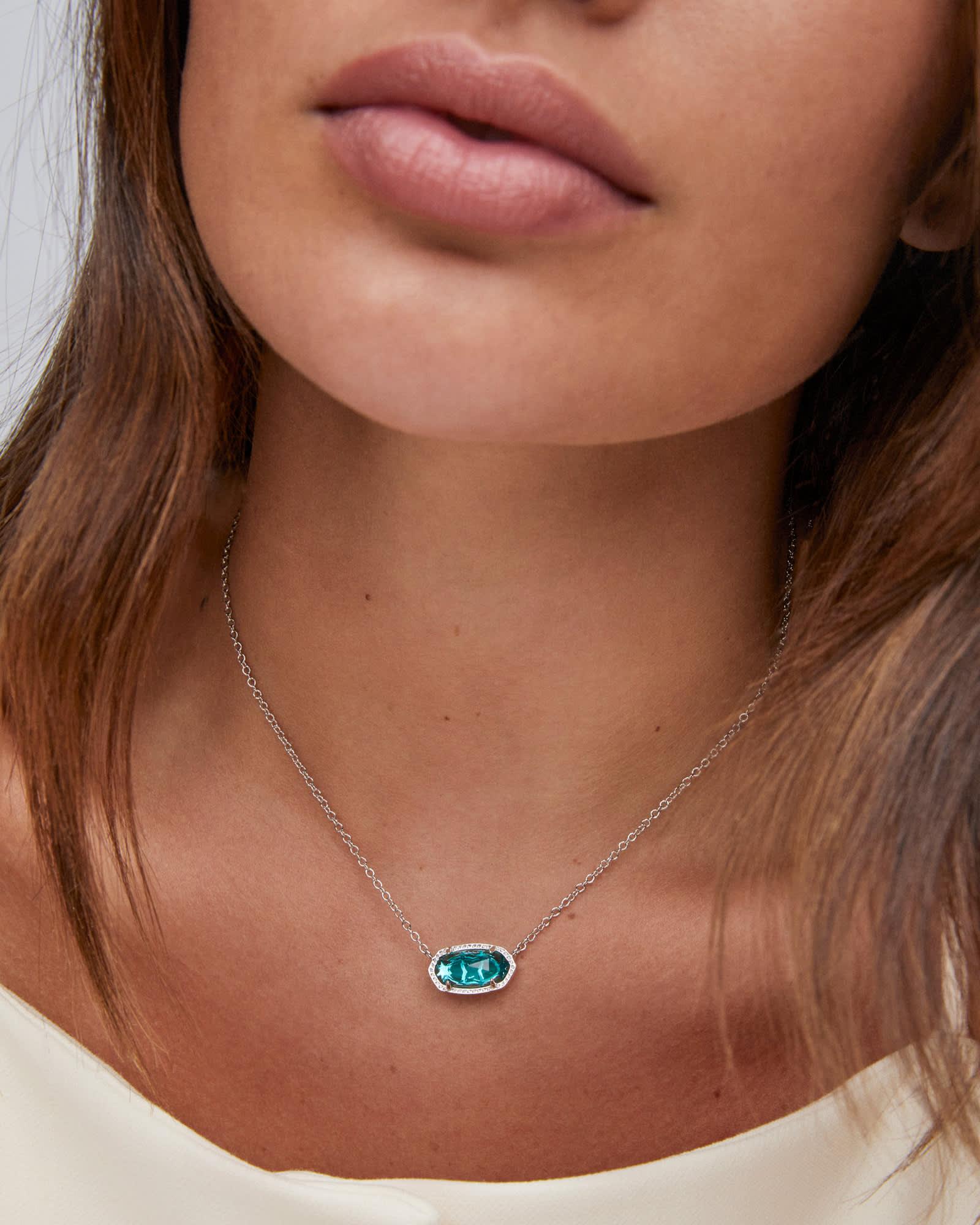 Elisa Silver Pendant Necklace in White Lab Grown Opal Product Image