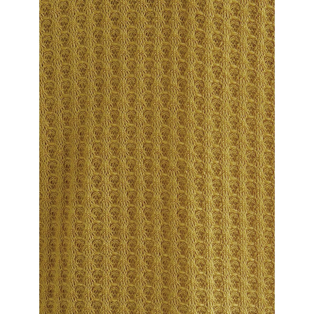 Plus Size Colorblock Contrast Button Detail Waffle Knit Sweatshirt Women Multicolor Casual Patchwork V-neck Dailywear Sweatshirts BloomChic 18-20/2X Product Image