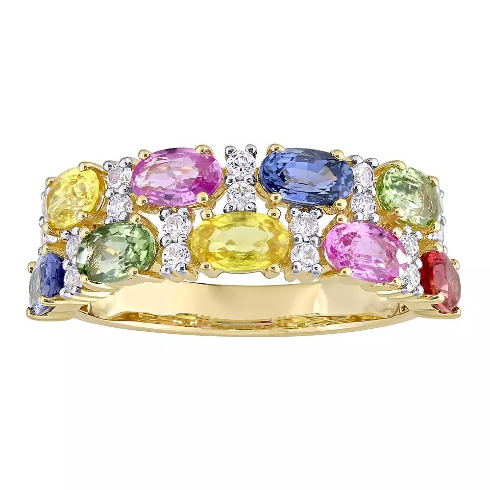 Stella Grace 14k Gold Multi-Color Sapphire Semi-Eternity Ring, Women's,  Product Image