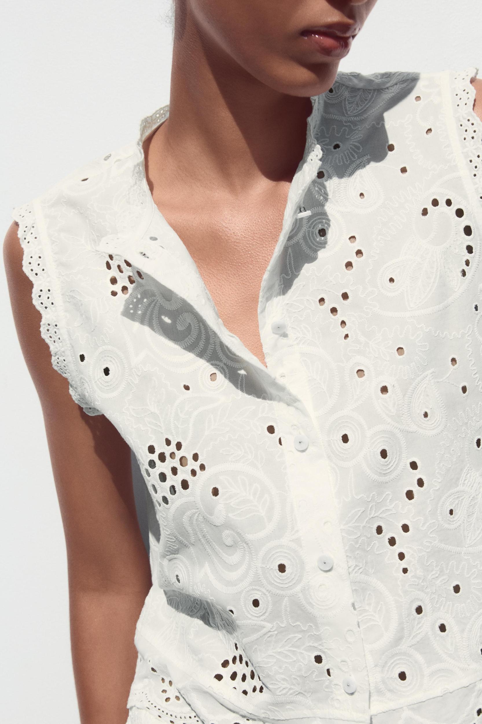 EMBROIDERED EYELET TOP Product Image