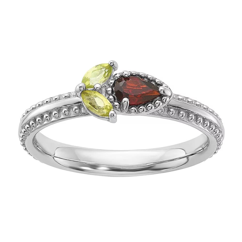 Stacks & Stones Sterling Silver Gemstone Flower Stackable Ring, Women's,  Product Image