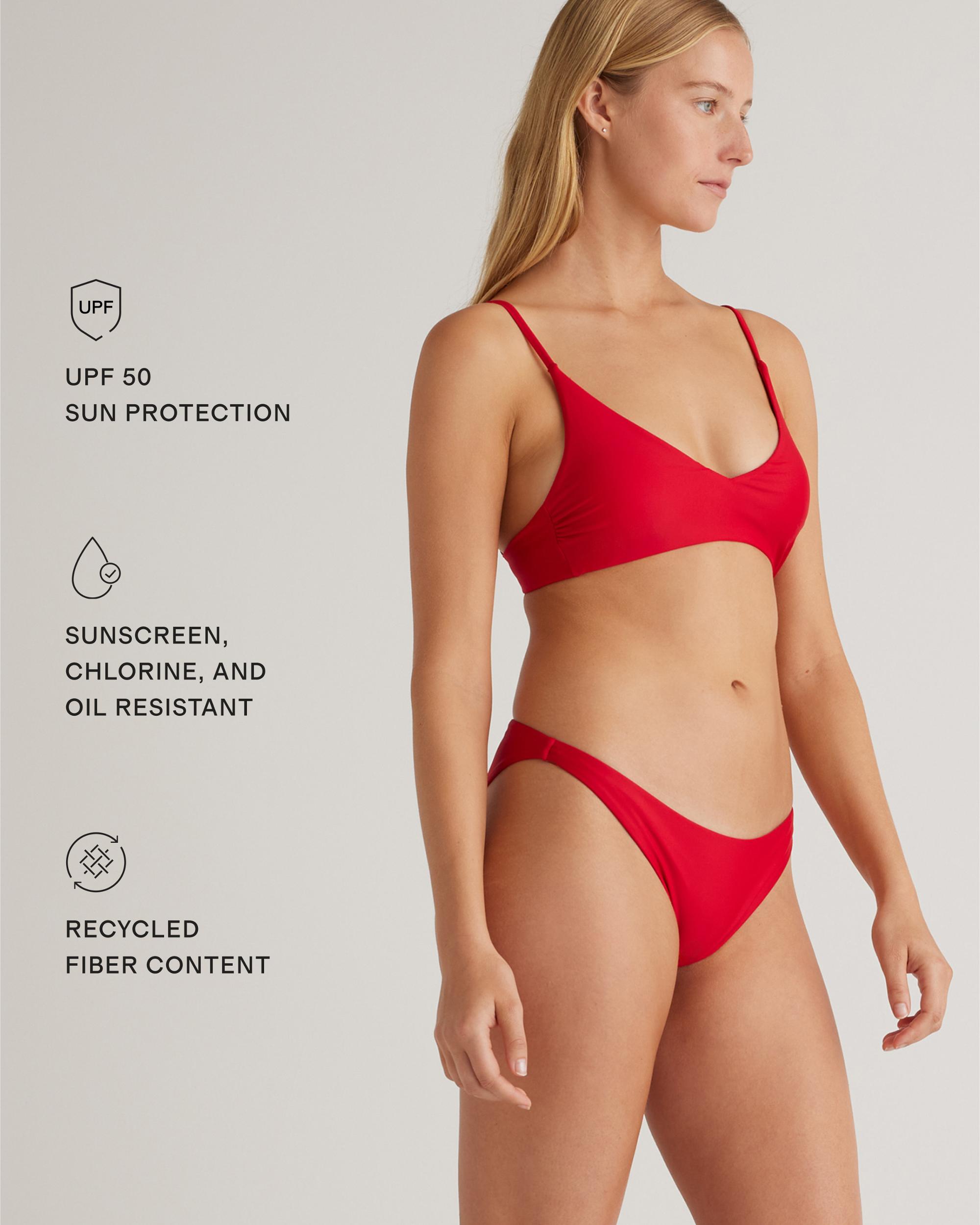 Quince | Women's Italian V-Neck Bikini Top 78% Recycled Polyamide, 22% Spandex Product Image