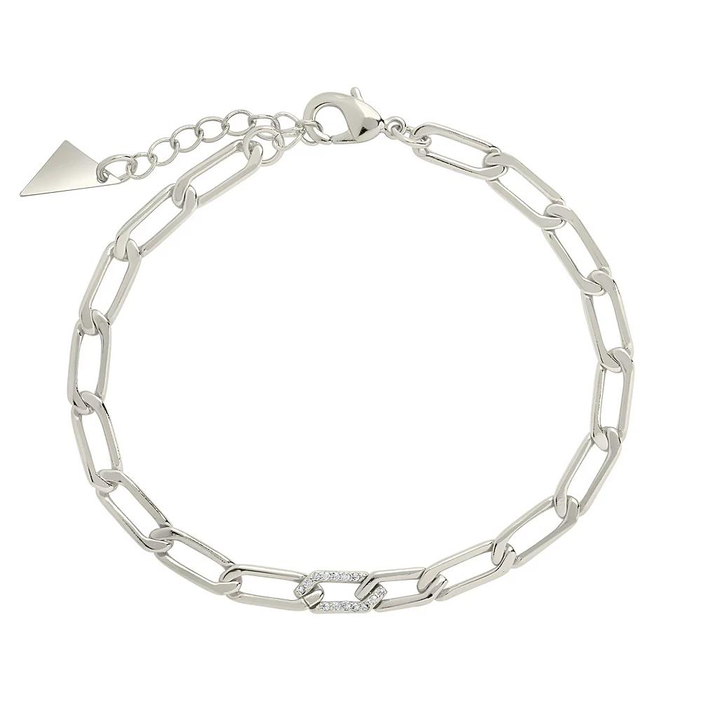 MC Collective Cubic Zirconia Chain Link Bracelet, Women's, Silver Tone Product Image
