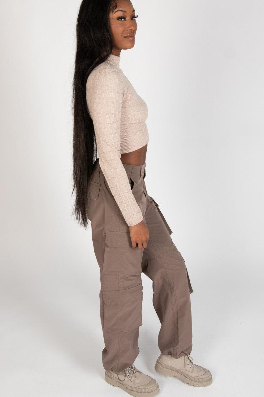 Cable Knit Mock Neck Crop Top Product Image