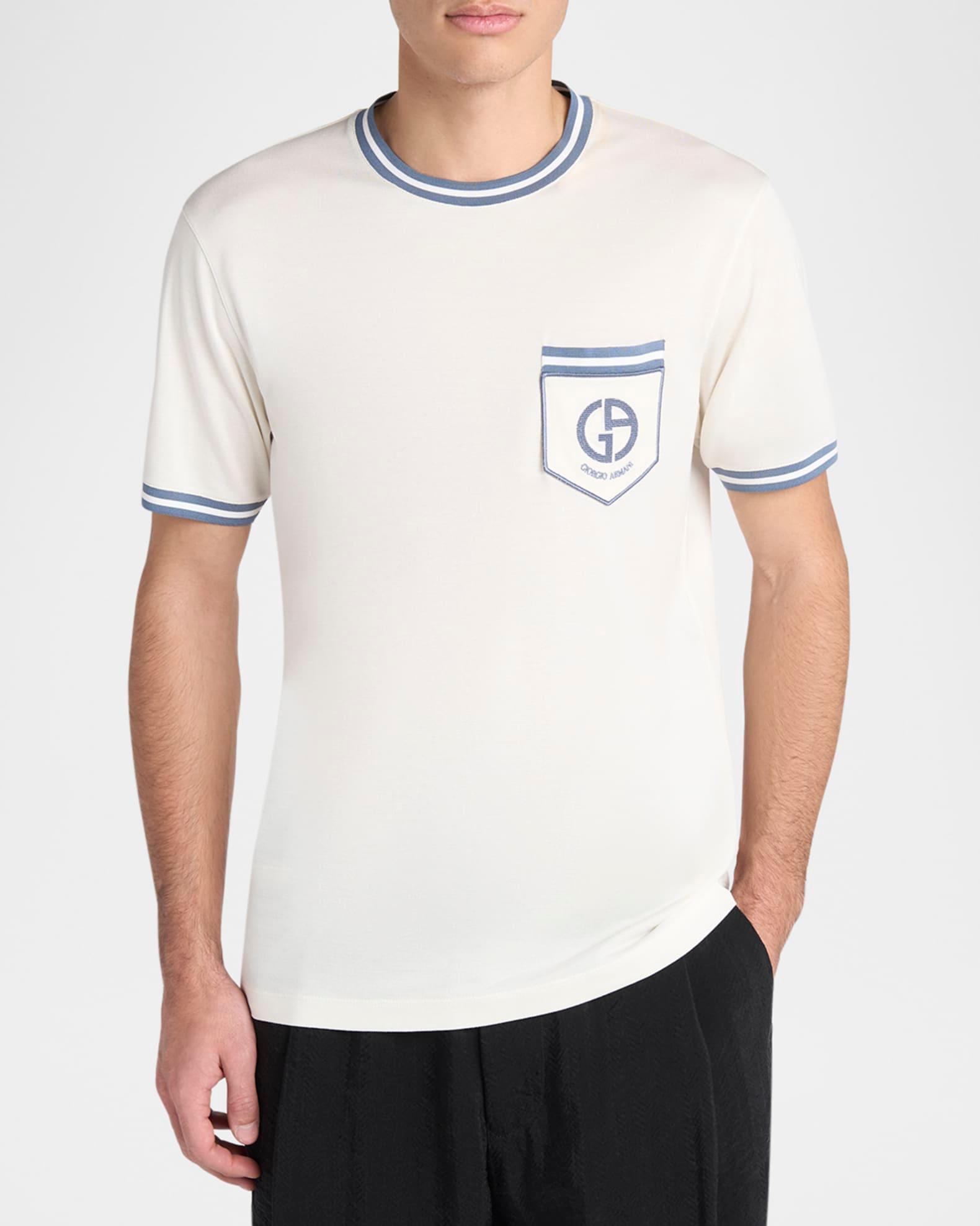 Men's Short-Sleeve Contrast Embroidered Shirt Product Image