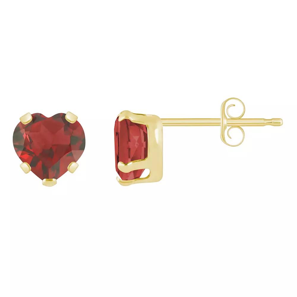 Celebration Gems 10k Gold 5 mm Heart Shape Gemstone Stud Earrings, Women's, Created Blue Product Image