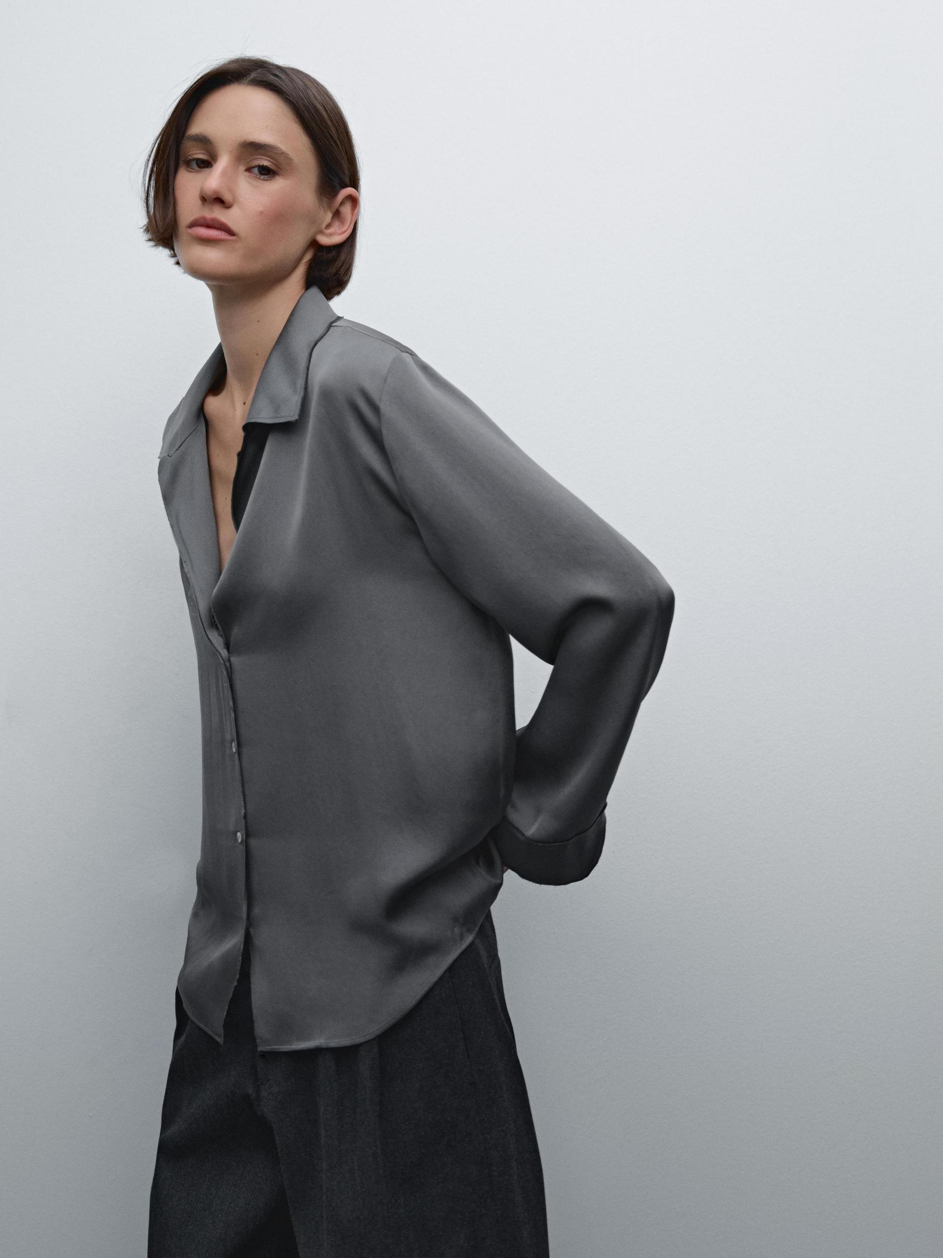 Flowing satin shirt with cuff detail Product Image