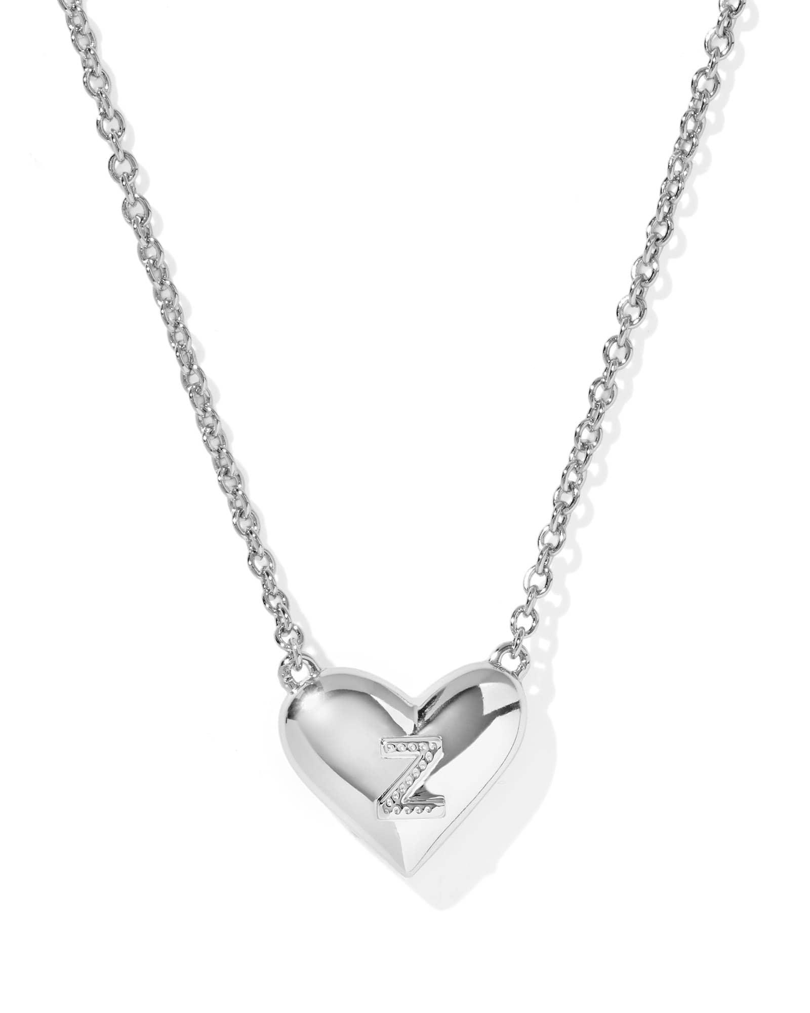 Ari Heart Letter Z Silver Short Pendant Necklace Product Image