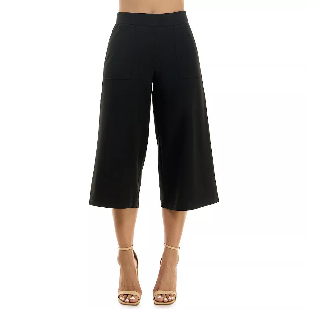 Women's Nina Leonard Elastic Waist Culotte Pants, Size: Small, Black Product Image