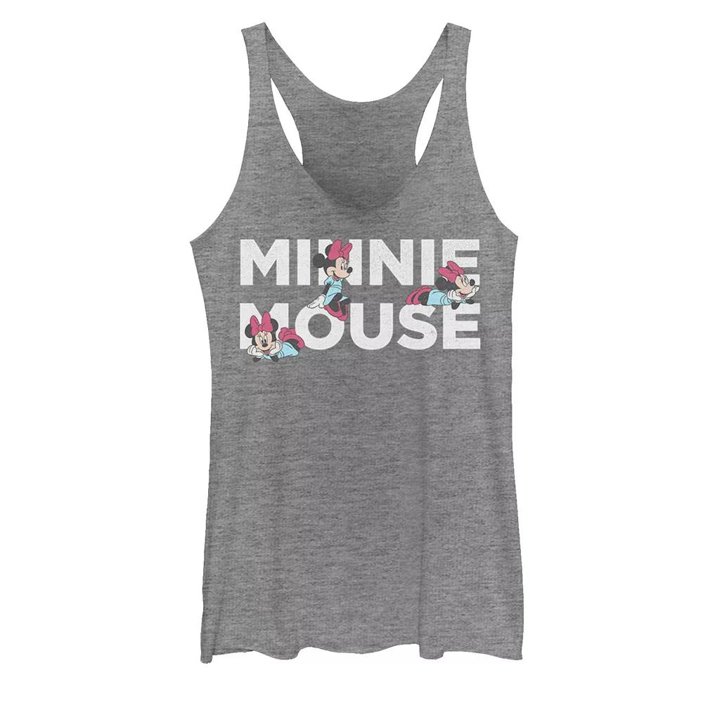 Disney's Mickey & Friends Minnie Mouse Text Portraits Juniors' Racerback Graphic Tank Top, Girl's, Size: Medium, Gray Grey Product Image