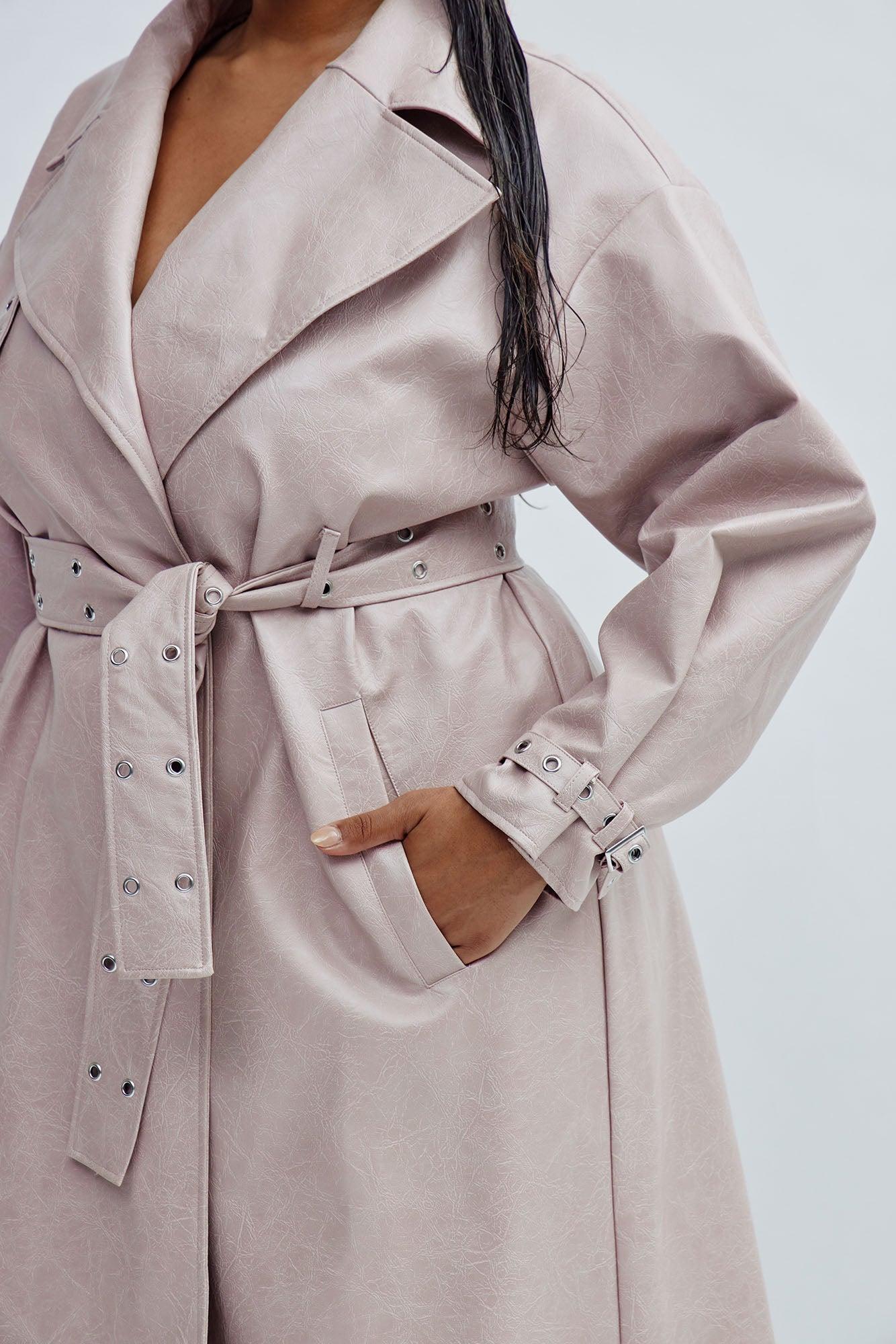 Not Your Average Washed Faux Leather Trench - Blush Product Image