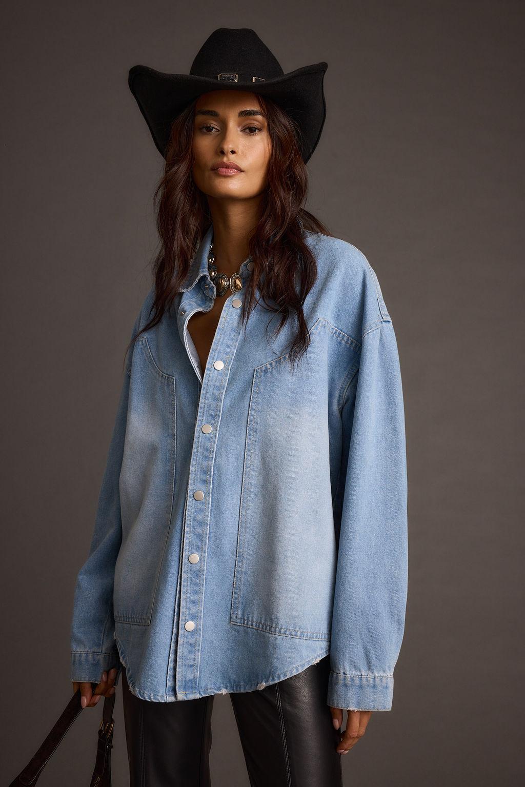 Rocky Light Denim Button Down Top Product Image