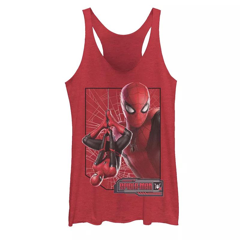 Juniors Marvel Spider-Man Far From Home Poster Graphic Tank Top, Girls Red Grey Product Image