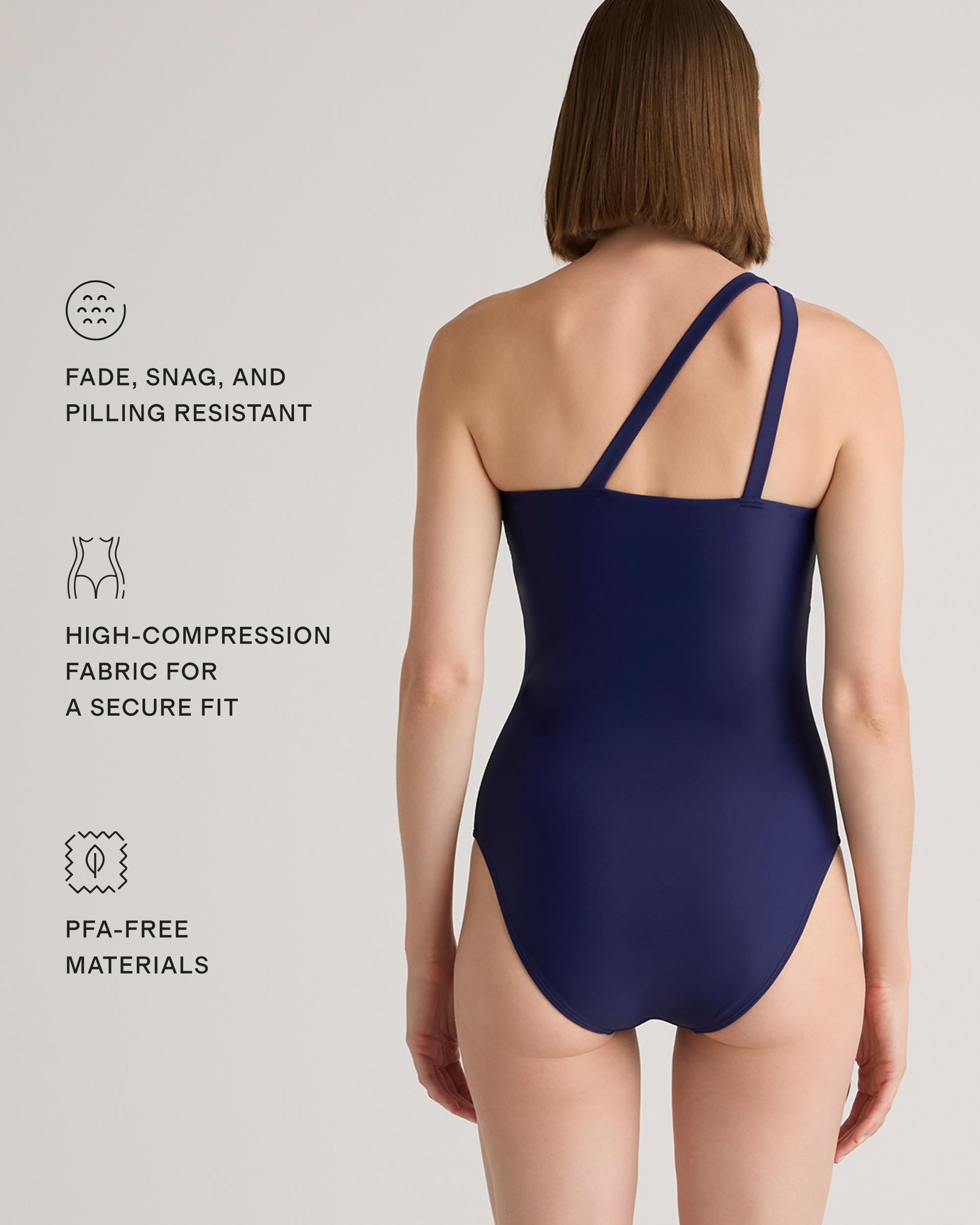 Quince | Women's Italian One Shoulder One-Piece Swimsuit Size XL, 78% Recycled Polyamide, 22% Spandex Product Image