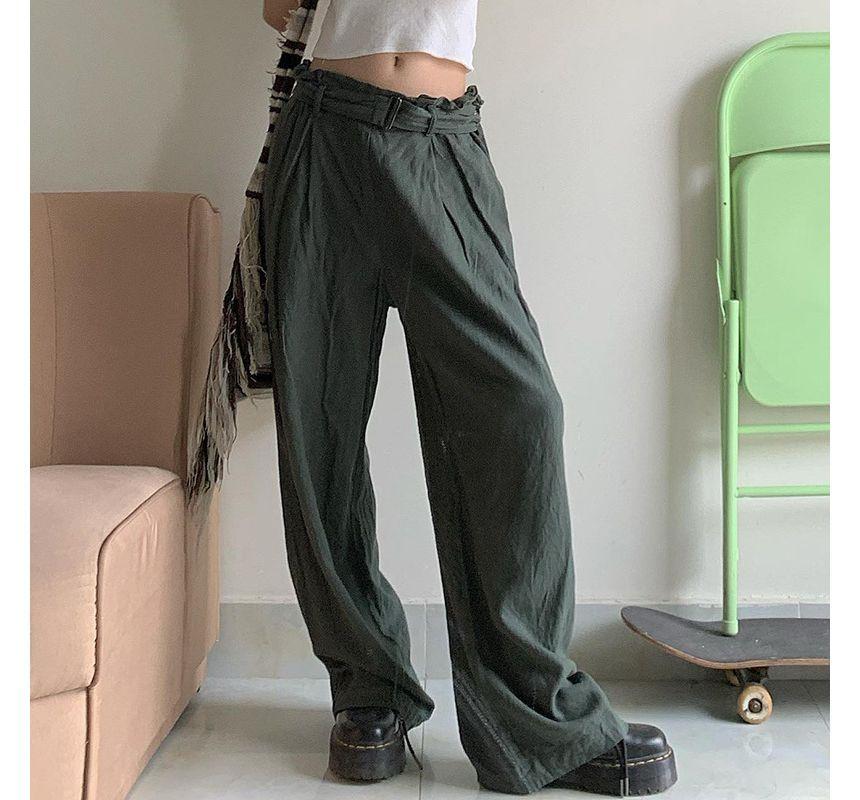 Low Waist Loose-Fit Wide-Leg Pants Product Image