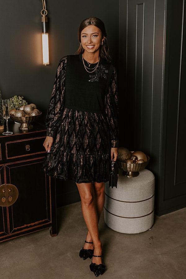 More Vino Please Velvet Mini Dress Product Image