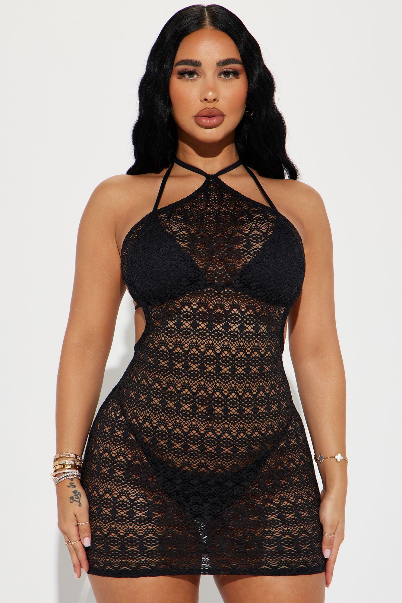 Chill Out Babe Tie Back Cover Up Dress - Black Product Image