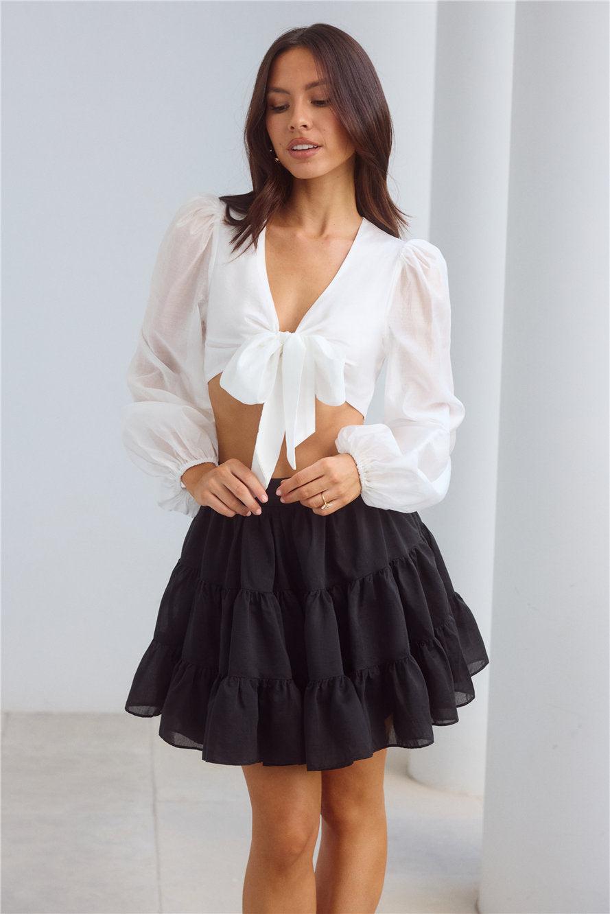 London Luxe Long Sleeve Top White Product Image