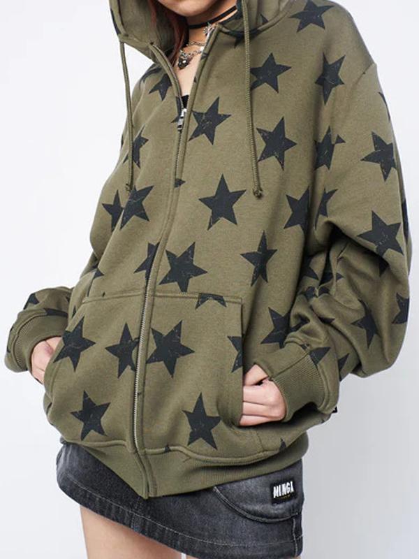 Star Print Oversized Hoodie Product Image