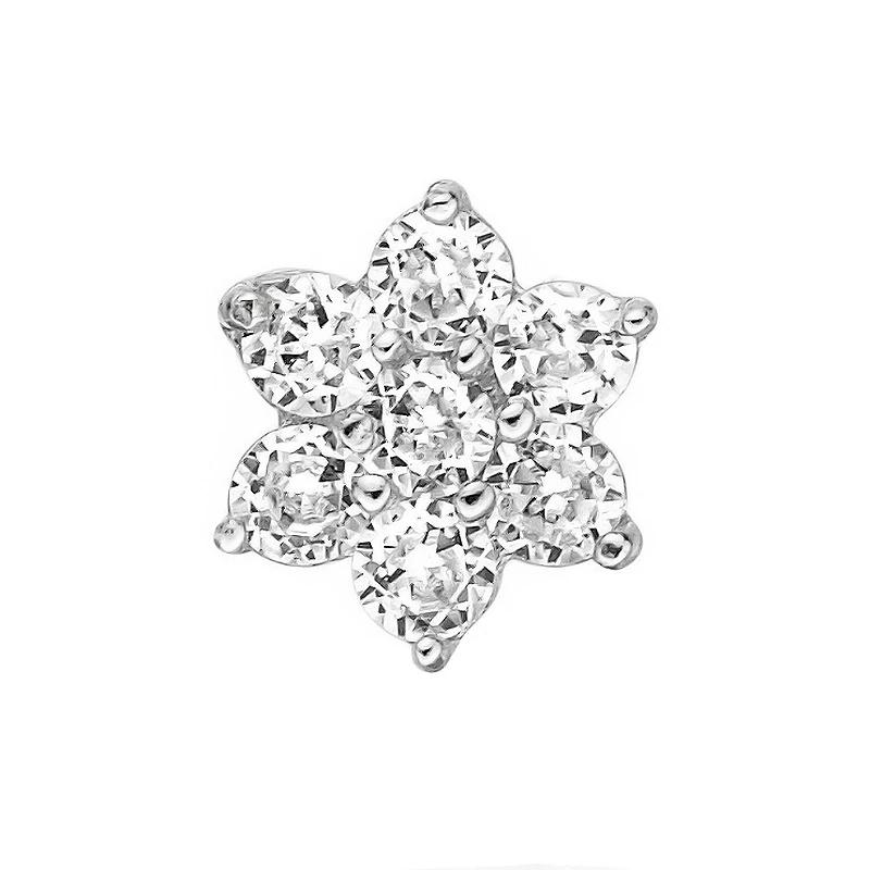 Lila Moon 14k Gold 4.5 mm Cubic Zirconia Flower Nose Stud, Women's, 14k Whgold Product Image