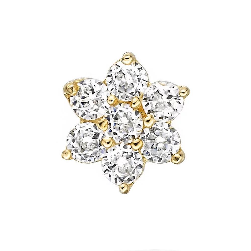 Lila Moon 14k Gold 4.5 mm Cubic Zirconia Flower Nose Stud, Women's, 14k Whgold Product Image