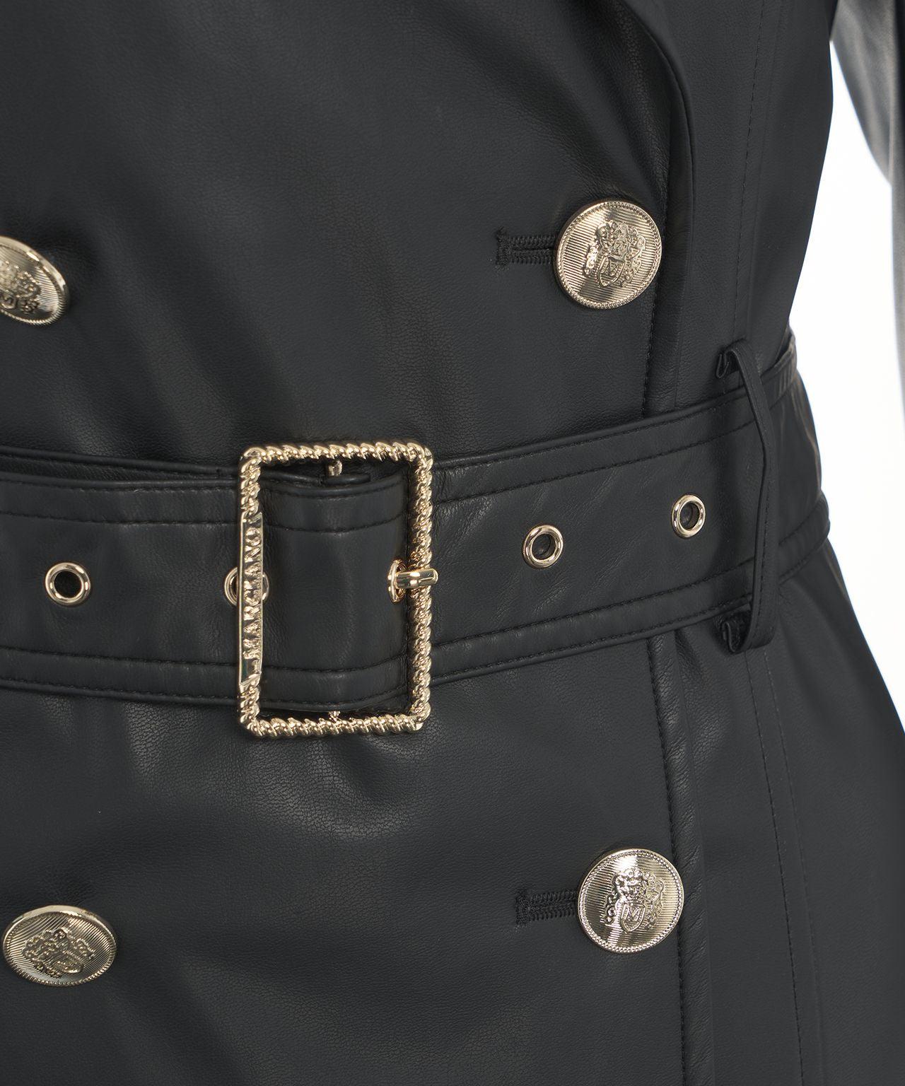 Eco-leather coat with waist belt Product Image