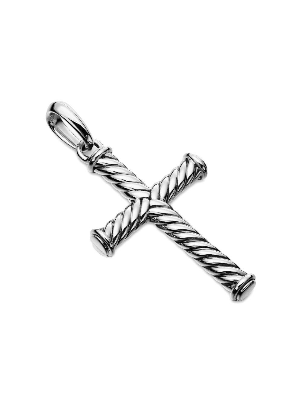 sterling silver Cable Cross pendant (35mm) Product Image