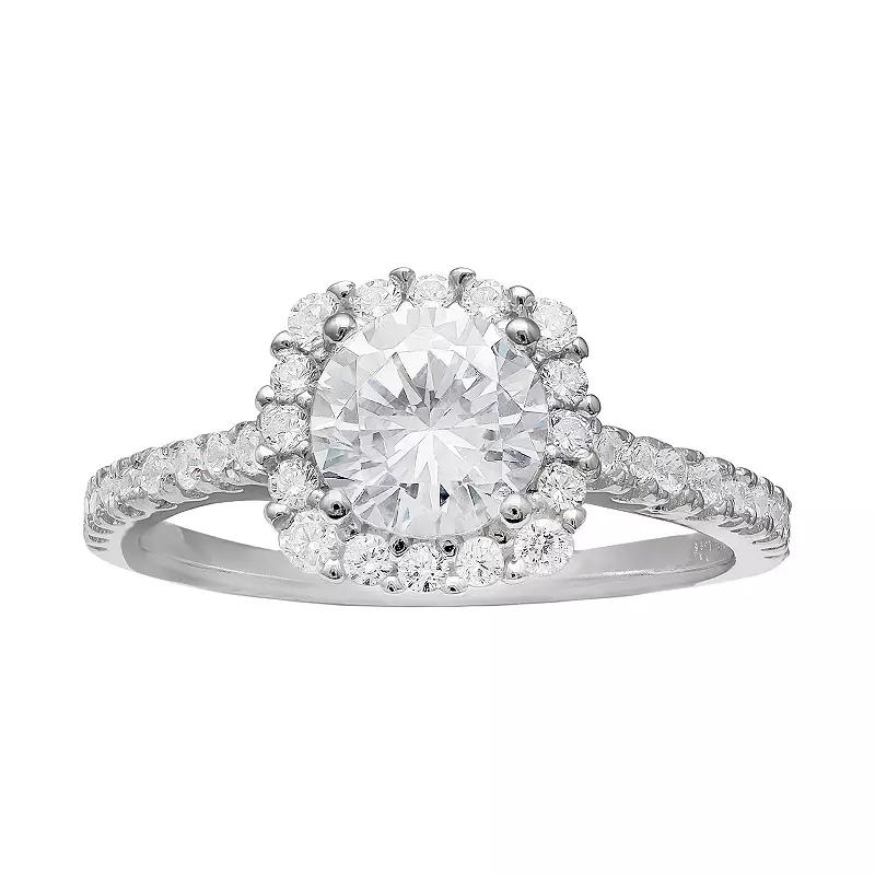 PRIMROSE Sterling Silver Cubic Zirconia Square Halo Ring, Women's,  Product Image