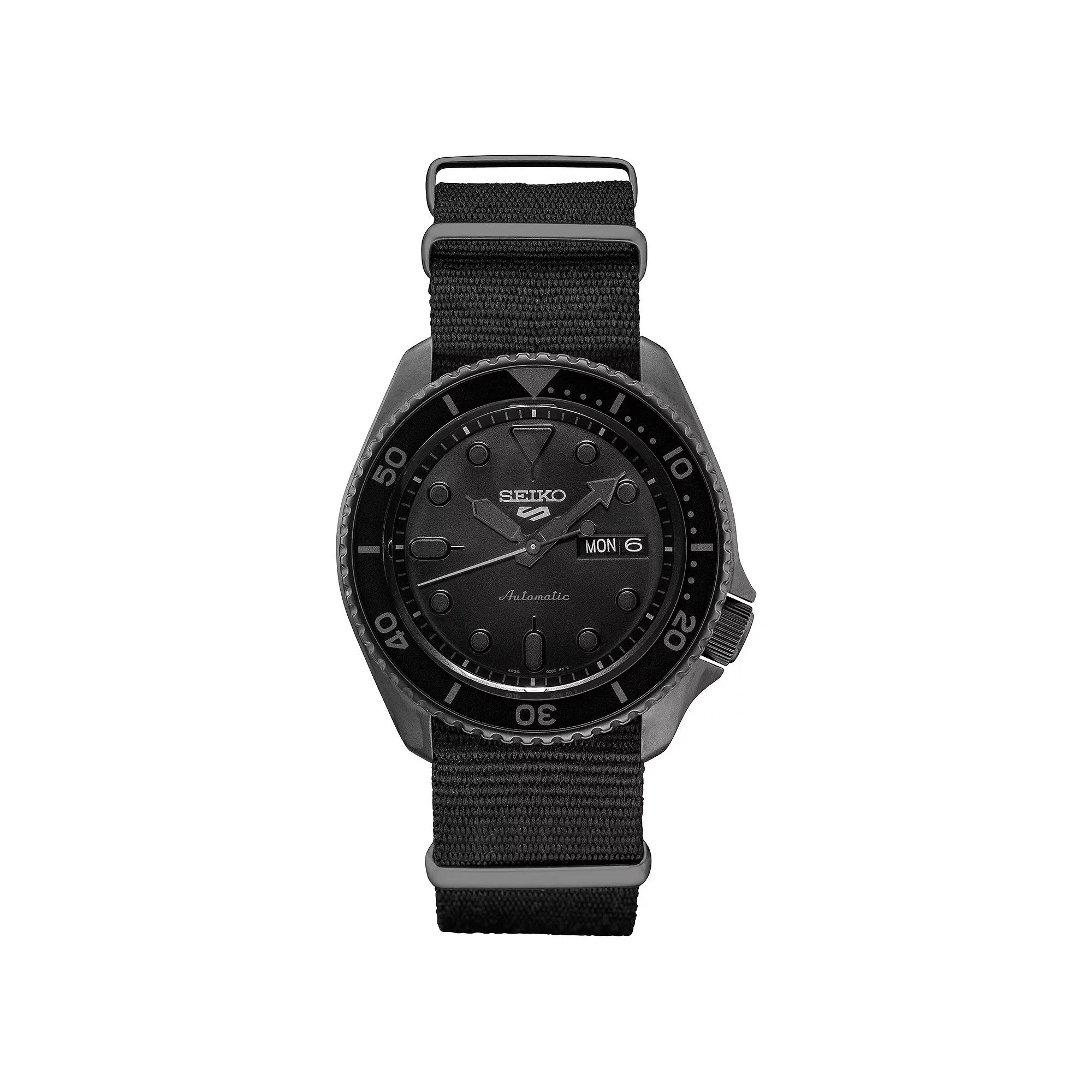 Seiko Mens Seiko 5 Sports Automatic Black Nylon Strap Watch Product Image