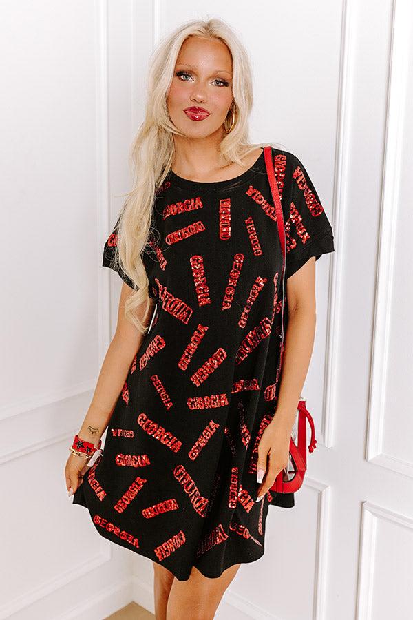 School Spirit Sequin Embroidered Mini Dress in Georgia Product Image
