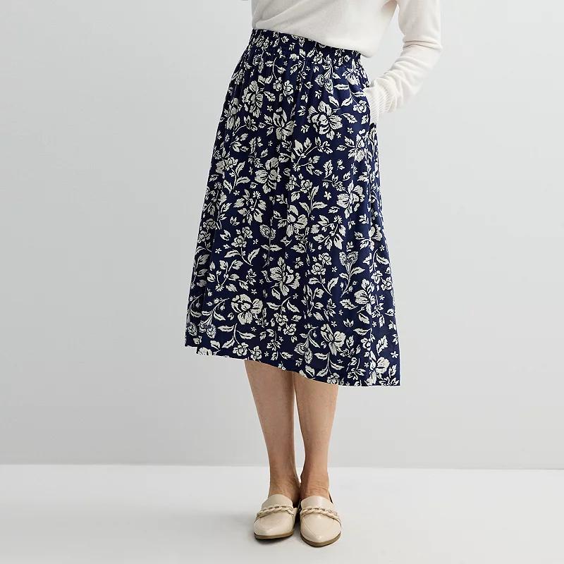 Petite Croft & Barrow Tiered Polished-Front Pull-On Skirt, Women's,  Product Image