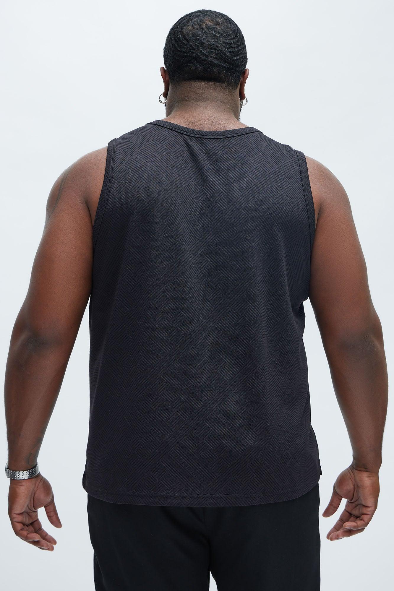 Easton Geo Textured Relaxed Tank Top - Black Product Image