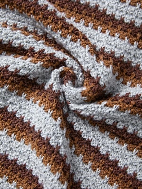 Men's Vintage Striped Crew Neck Knit Sweater Product Image