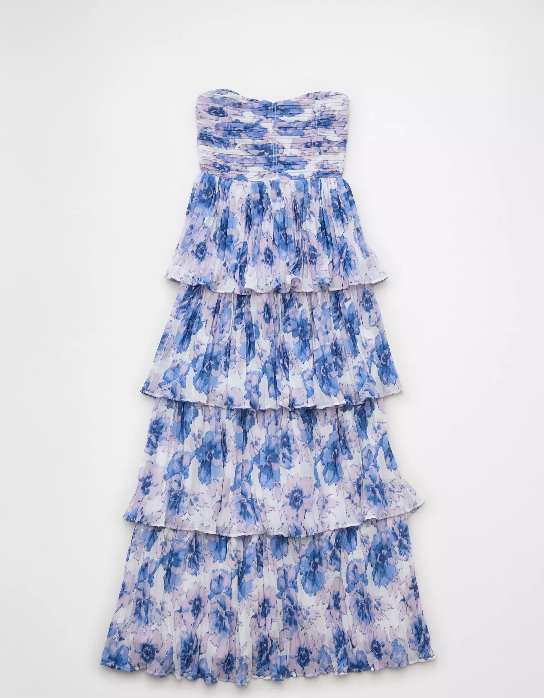 AE Tiered Pleated Maxi Dress Product Image